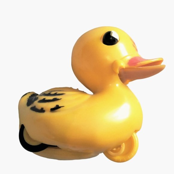 Yellow Duck Friction Toy Plastic Moving Eyes beak Anthropomorphic Vintage 1950 - Picture 5 of 12